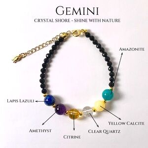 Gemini Crystal Bracelet - Handcrafted Natural Crystal 12 Constellation Bracelet